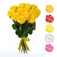 15 роз (50 см), цвет в ассортименте